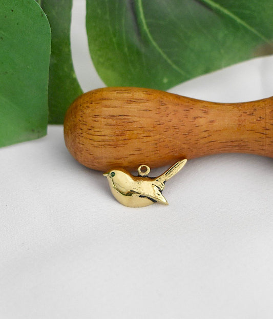 Lovely Bird Handmade Gold Brass Charm Necklace Pendant Jewelry