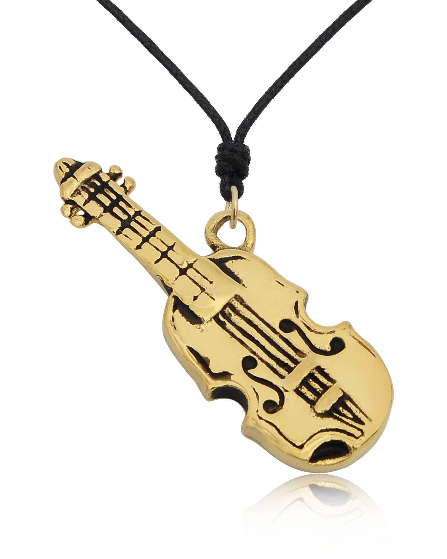 Lovely Guitar Silver Pewter Gold Brass Charm Necklace Pendant Jewelry