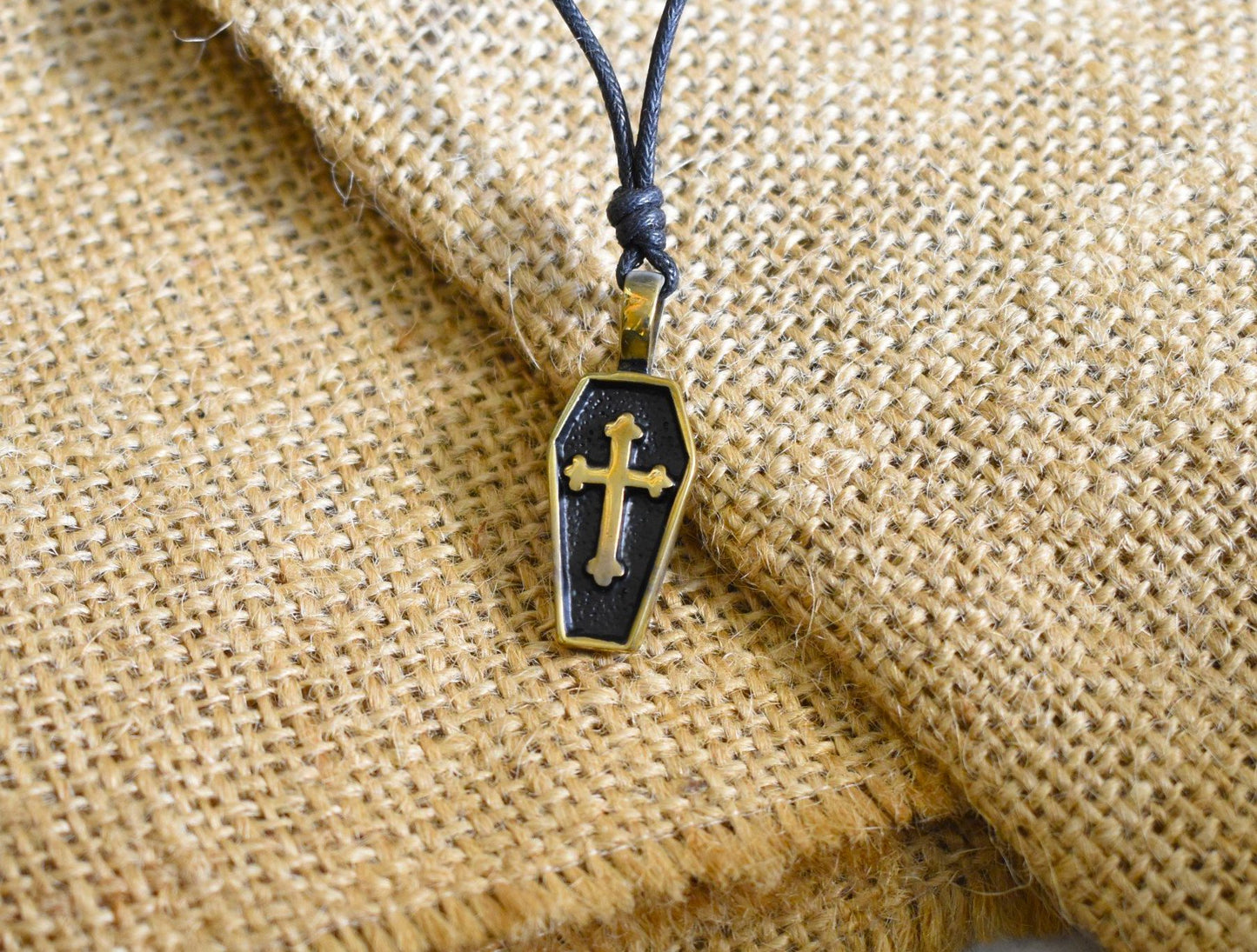 Christian Cross Casket Tomb Silver Pewter Gold Brass Necklace Pendant Jewelry