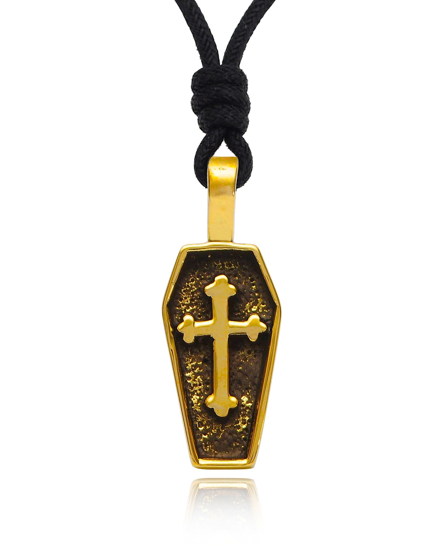 Christian Cross Casket Tomb Silver Pewter Gold Brass Necklace Pendant Jewelry