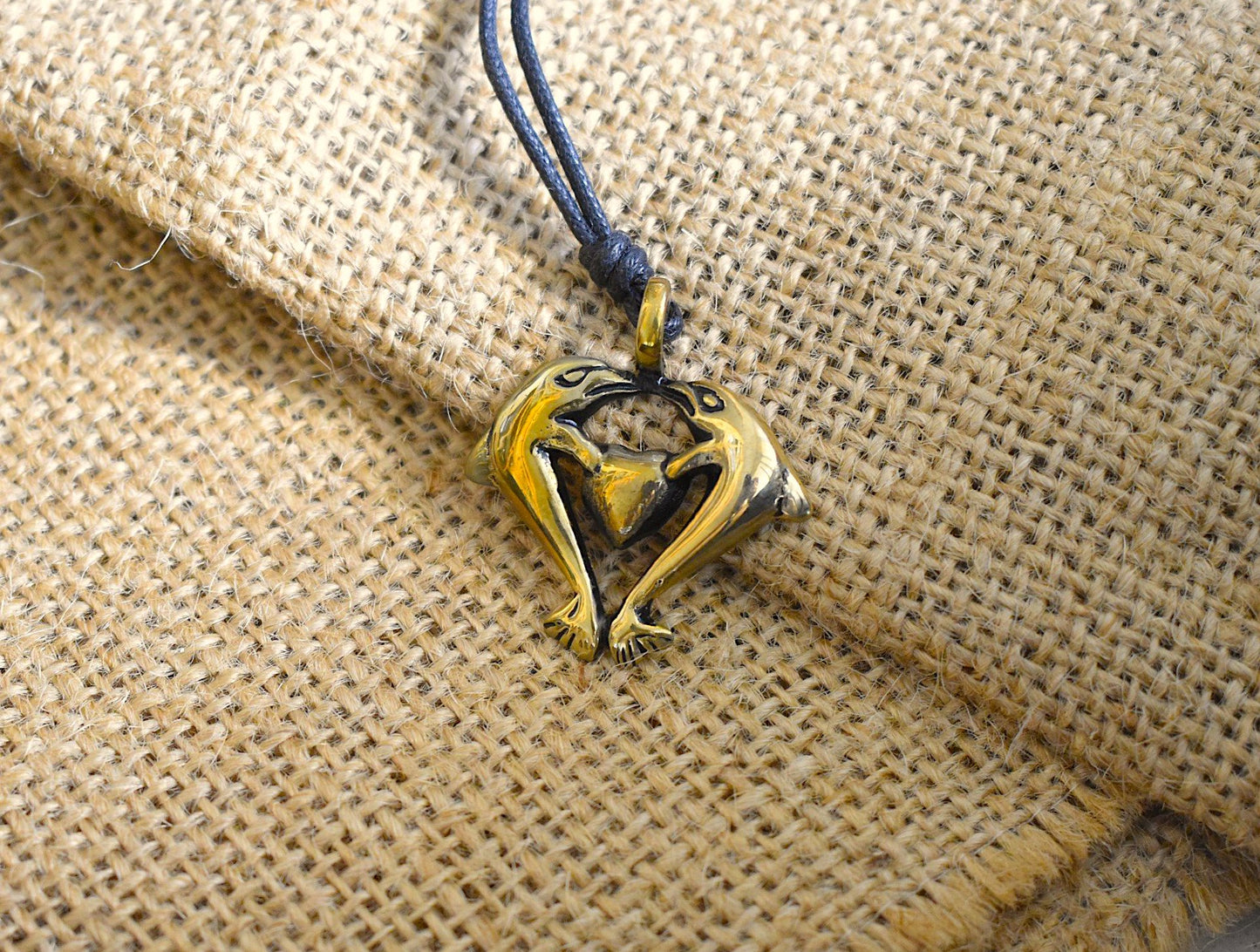 New Love Heart Dolphin Abstract Brass Pewter Charm Necklace Pendant Jewelry