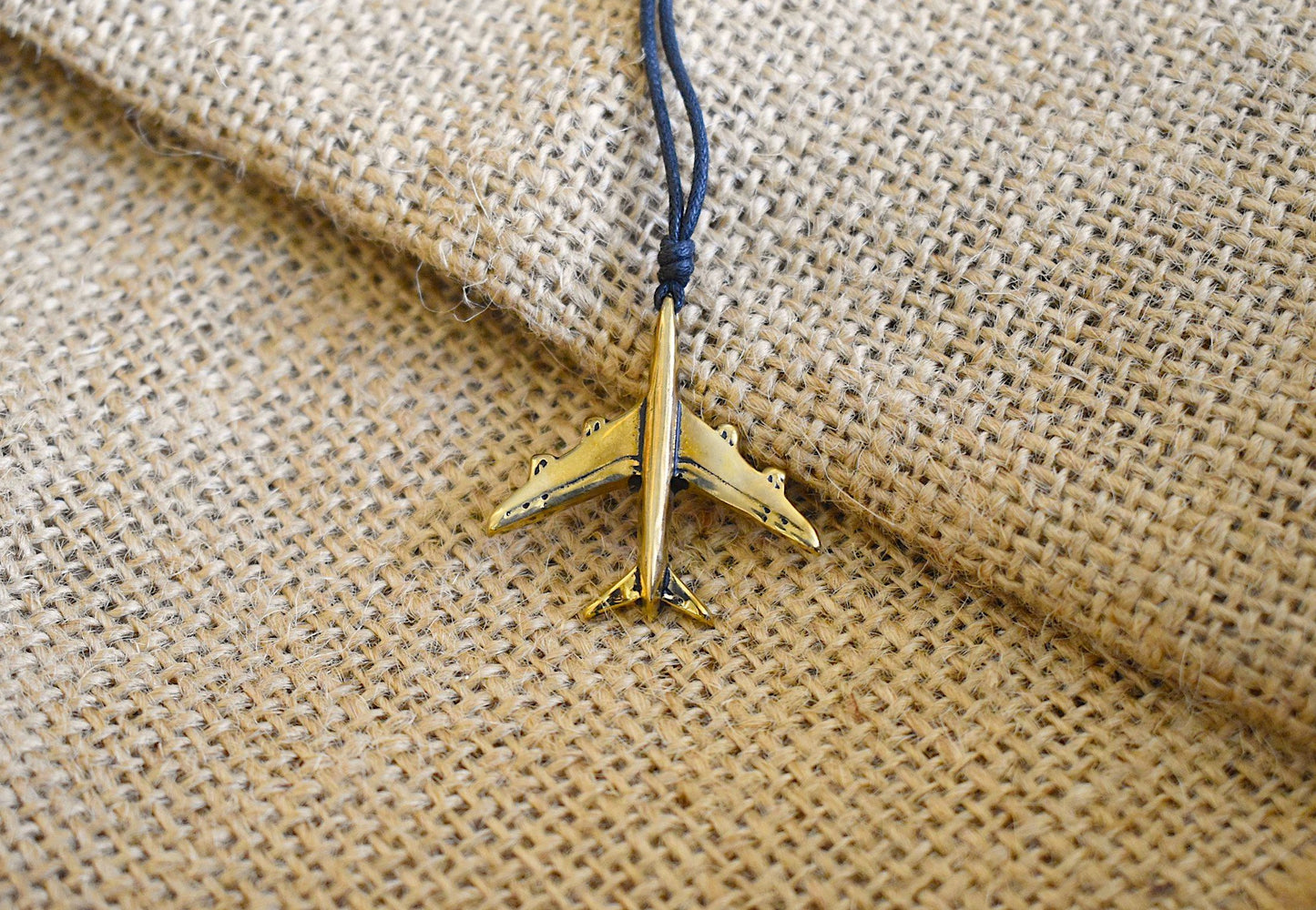 Airplane Handmade Silver Pewter Gold Brass Necklace Pendant Jewelry