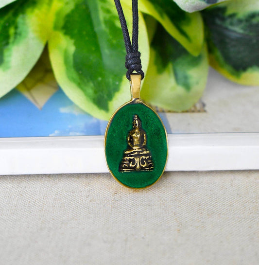 Buddha Yoga Meditation Handmade Gold Brass Necklace Pendant Jewelry