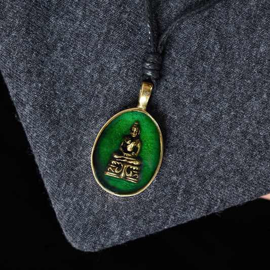 Buddha Yoga Meditation Handmade Gold Brass Necklace Pendant Jewelry