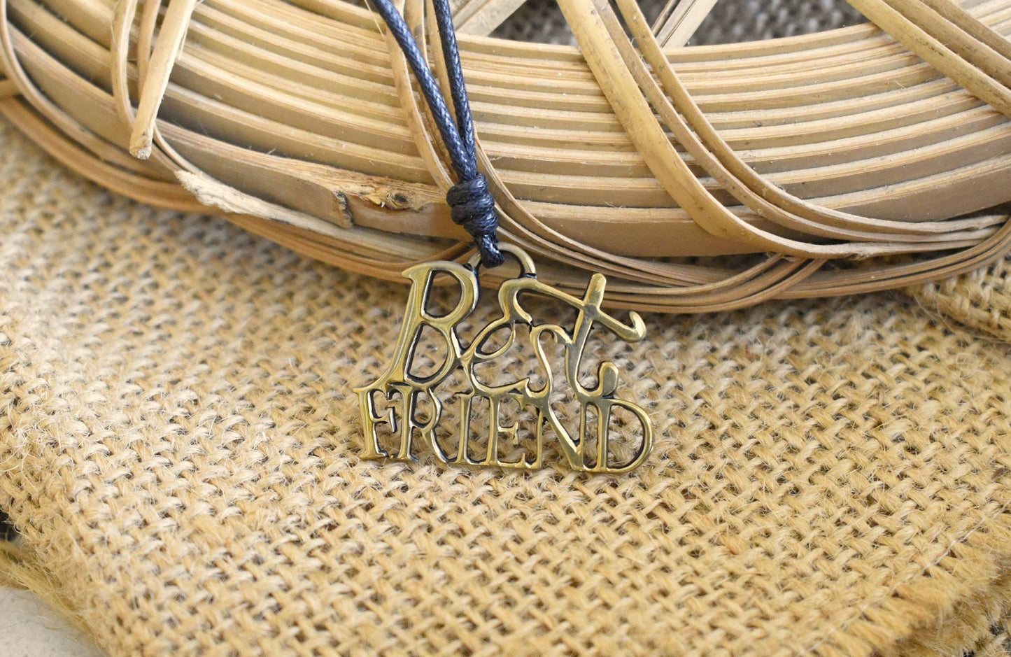 Best Friend Silver Pewter Gold Brass Charm Necklace Pendant