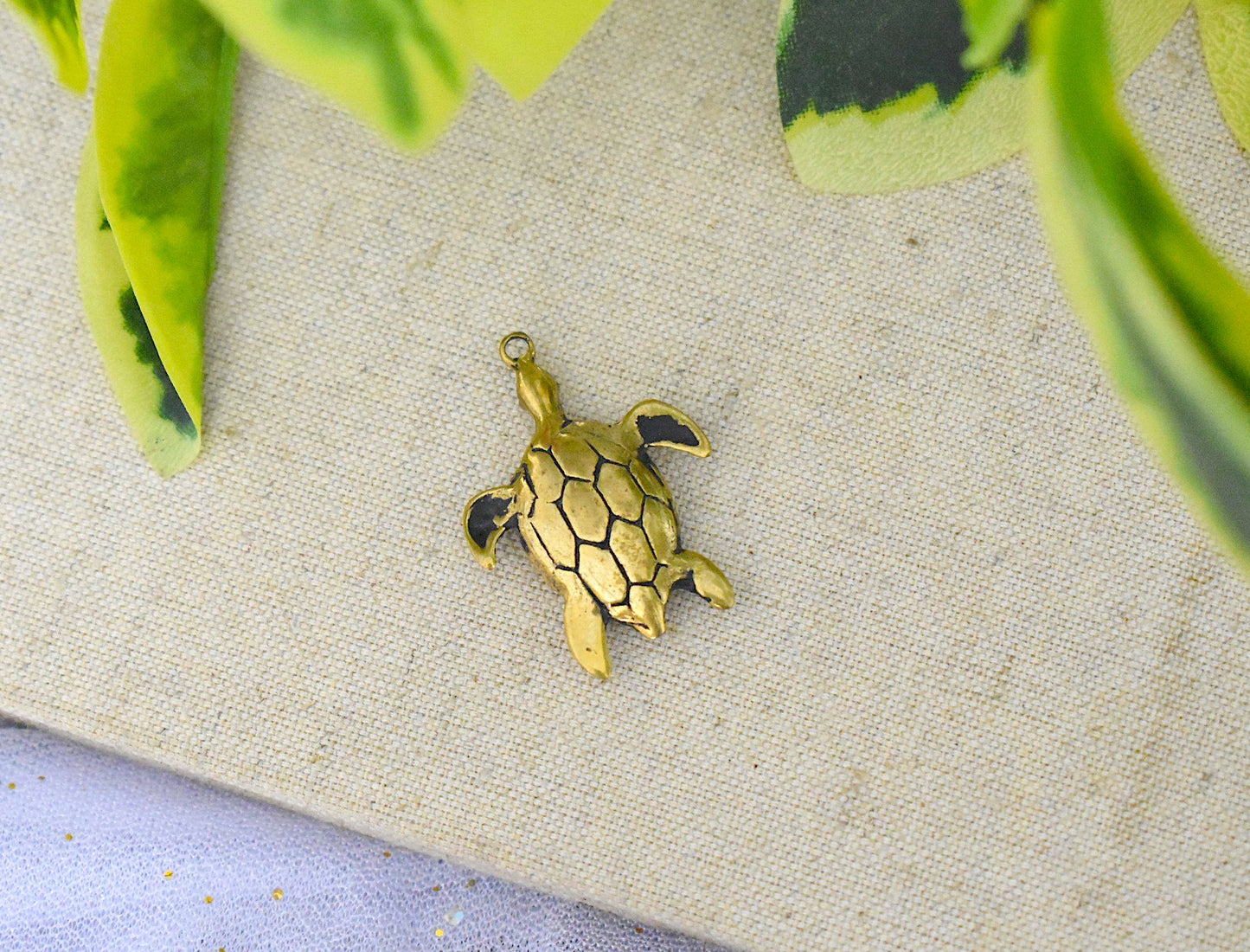 Turtle Chinese Luck I Ching Handmade Brass Necklace Pendant Jewelry