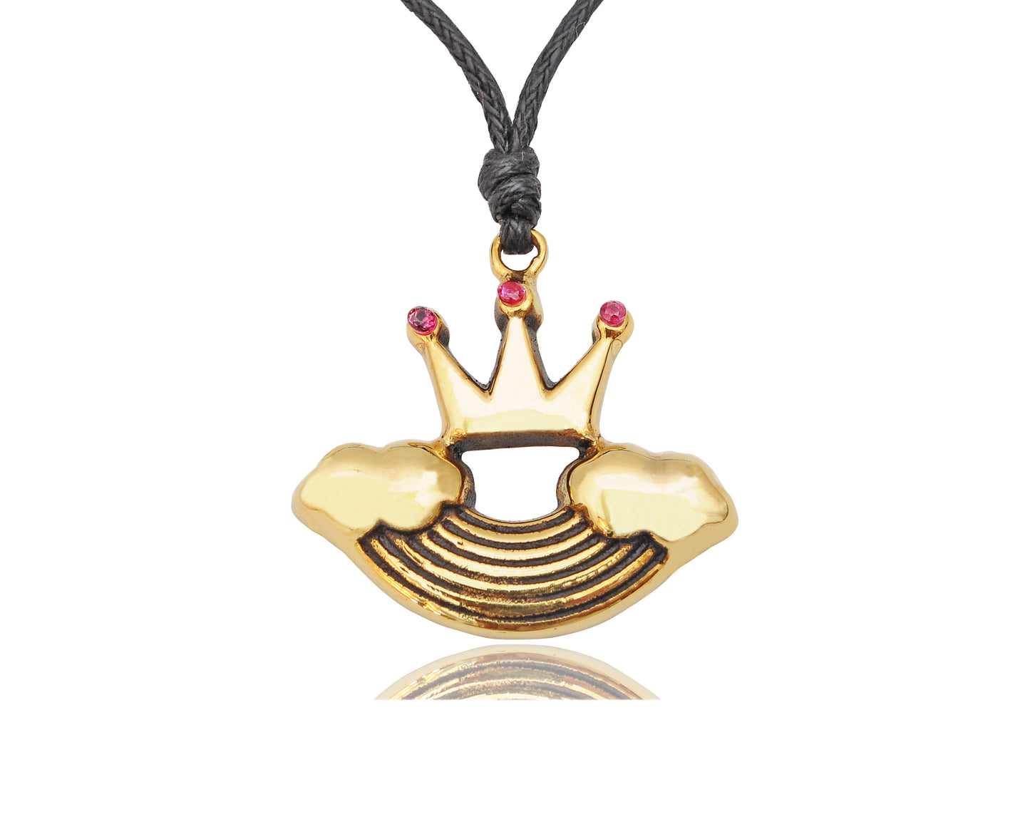 Colorful Rainbow Crown Handmade Gold Brass Necklace Pendant Jewelry