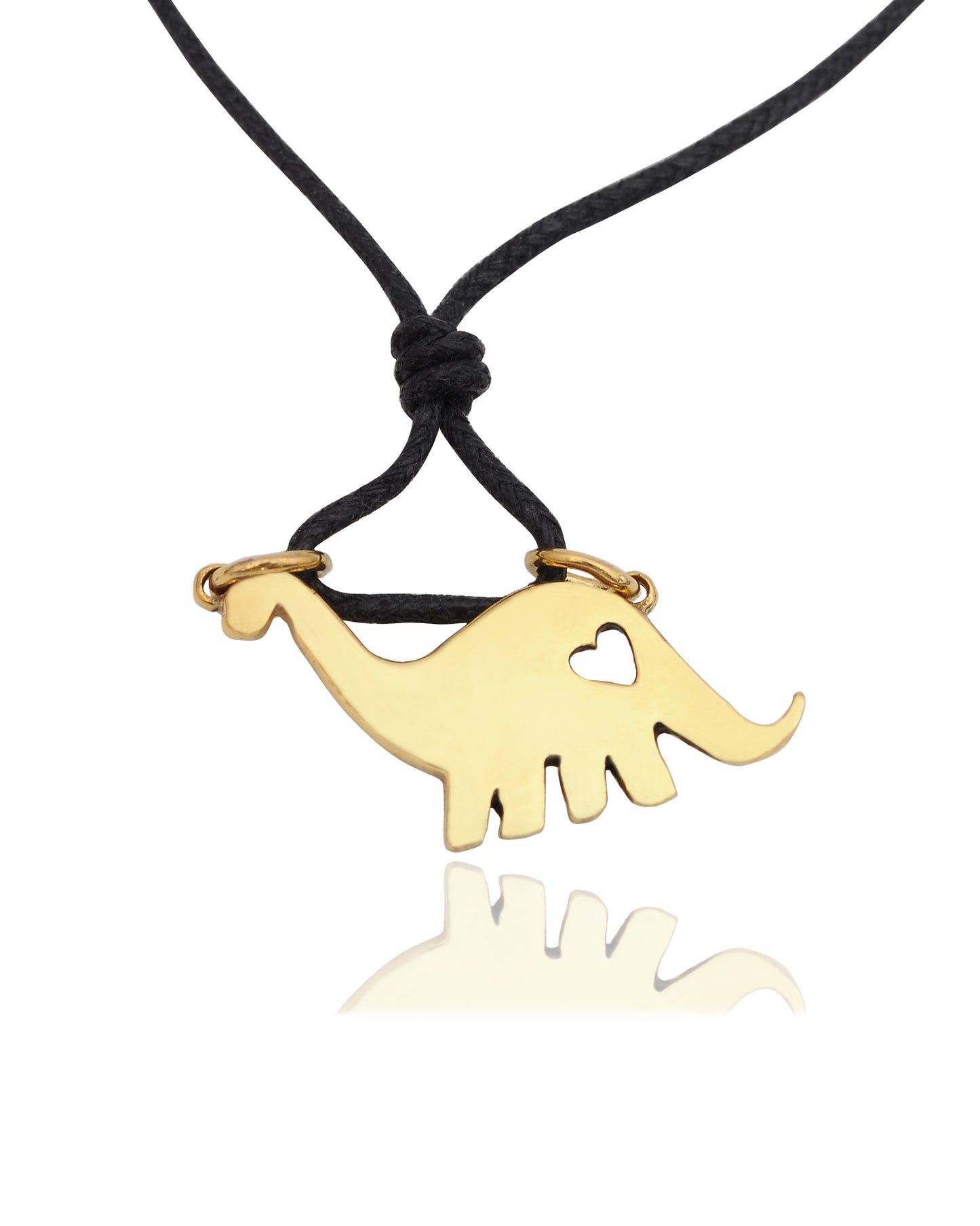 Cute Little Golden Dinosaur Pewter Gold Brass Charm Necklace Pendant Jewelry