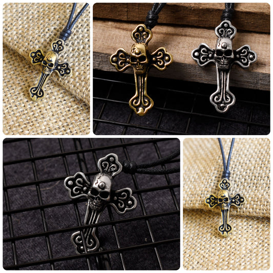 New Celtic Gothic Skull Cross Silver Pewter Gold Brass Necklace Pendant Jewelry