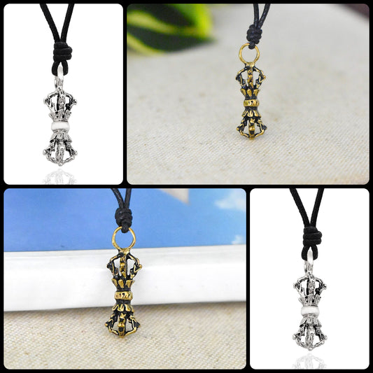 Tibet Amulet 92.5 Sterling Silver Gold Brass Charm Necklace Pendant Jewelry