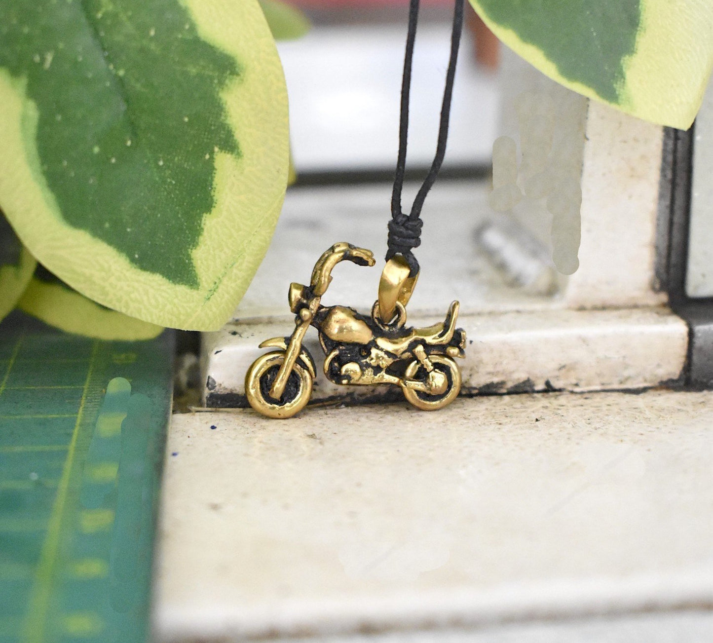 Motorcycle 92.5 Sterling Silver Silver Gold Brasss Necklace Pendant Jewelry