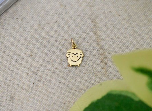 Cute Mini Sheep Gold Brass Charm Necklace Pendant Jewelry