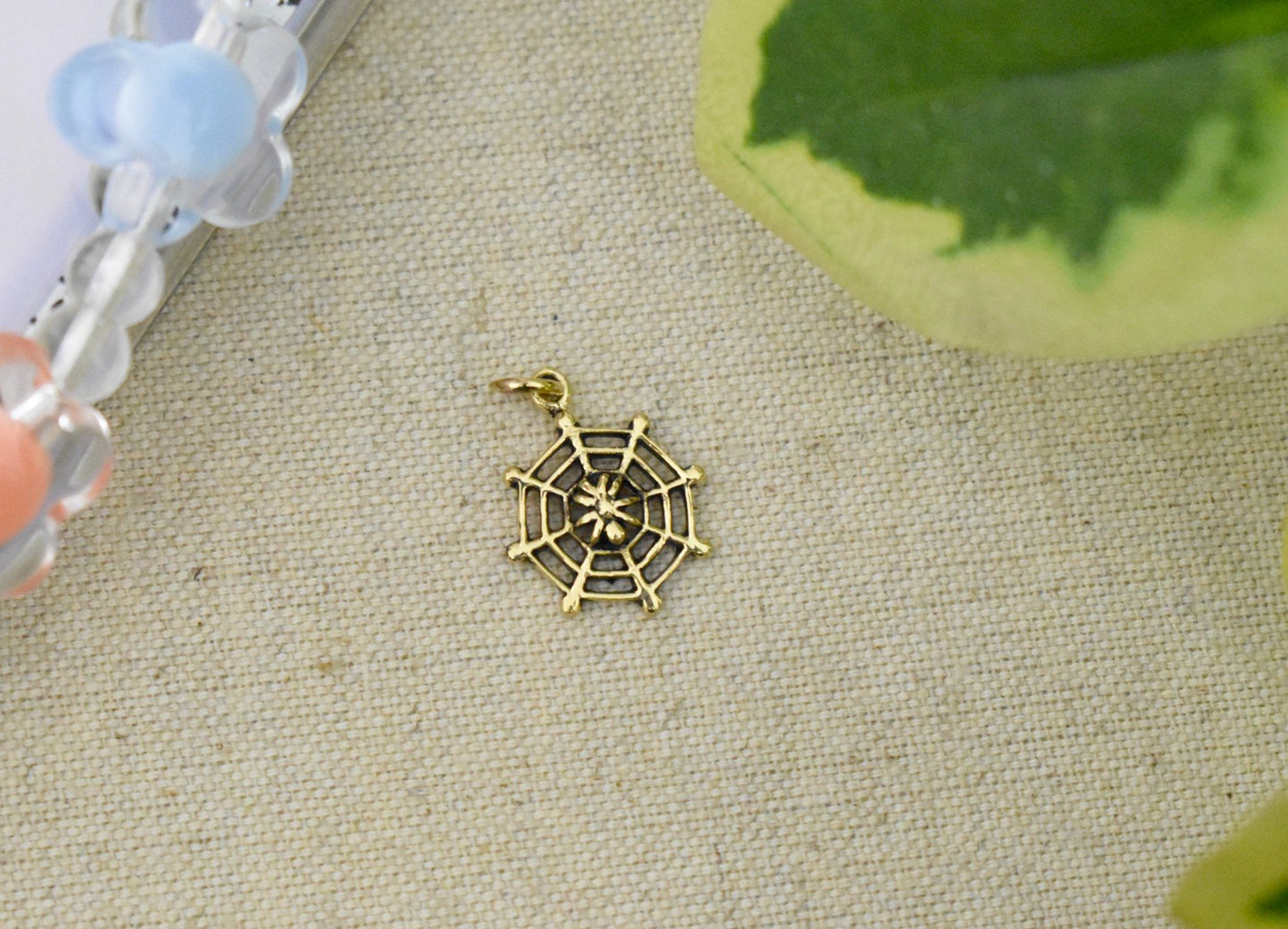 Spider Web 92.5 Sterling Silver Gold Brass Charm Necklace Pendant Jewelry
