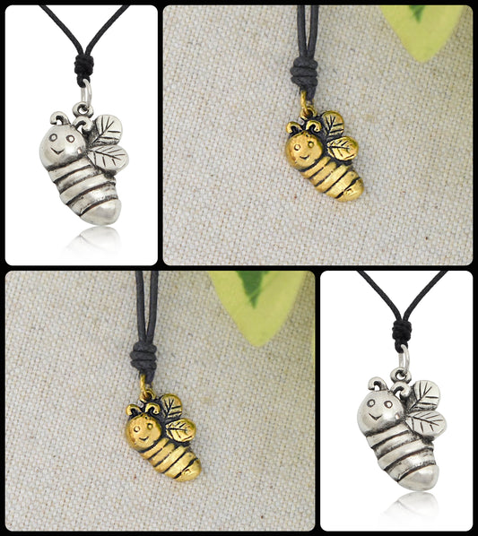 Cute Golden Bee Gold Brass Necklace Pendant Jewelry