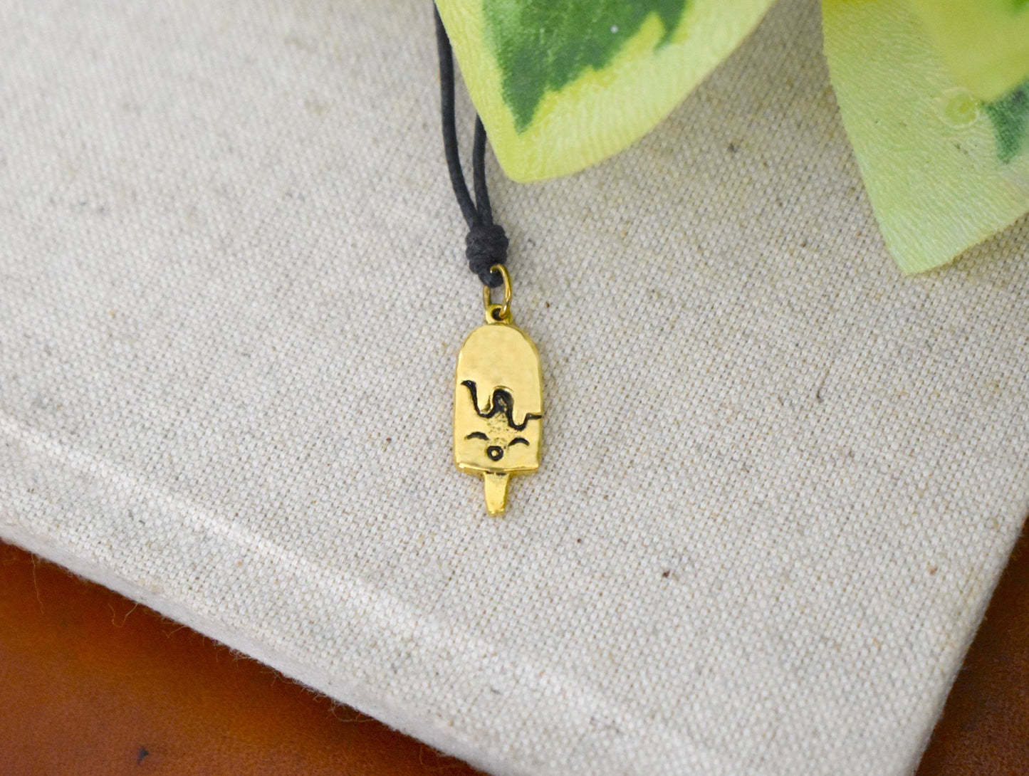 Cute Ice Cream Gold Brass Necklace Pendant Jewelry