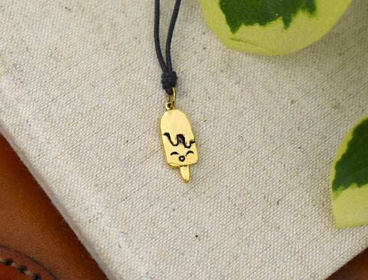 Cute Ice Cream Gold Brass Necklace Pendant Jewelry