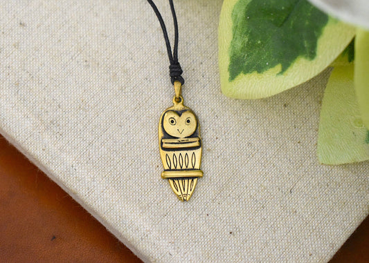 Lovely Owl Bird Handmade Gold Brass Necklace Pendant Jewelry