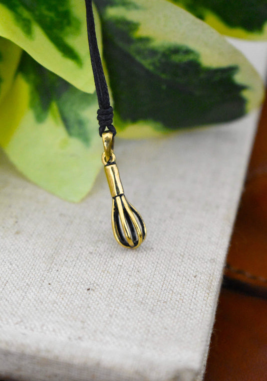 Cute Egg-beater Gold Brass Charm Necklace Pendant Jewelry