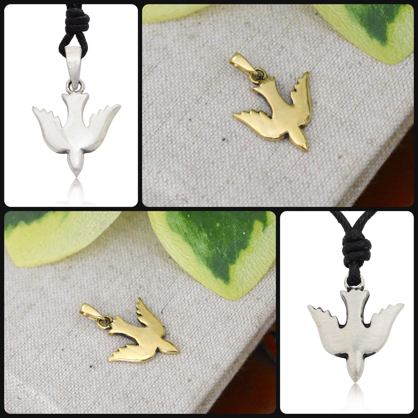 Dove Bird Of Peace 92.5 Sterling Silver Pewter Brass Necklace Pendant Jewelry