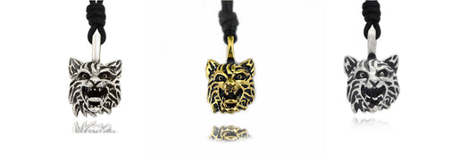 Wolf Head Dog Sterling Silver Pewter Gold Brass Charm Necklace Pendant Jewelry