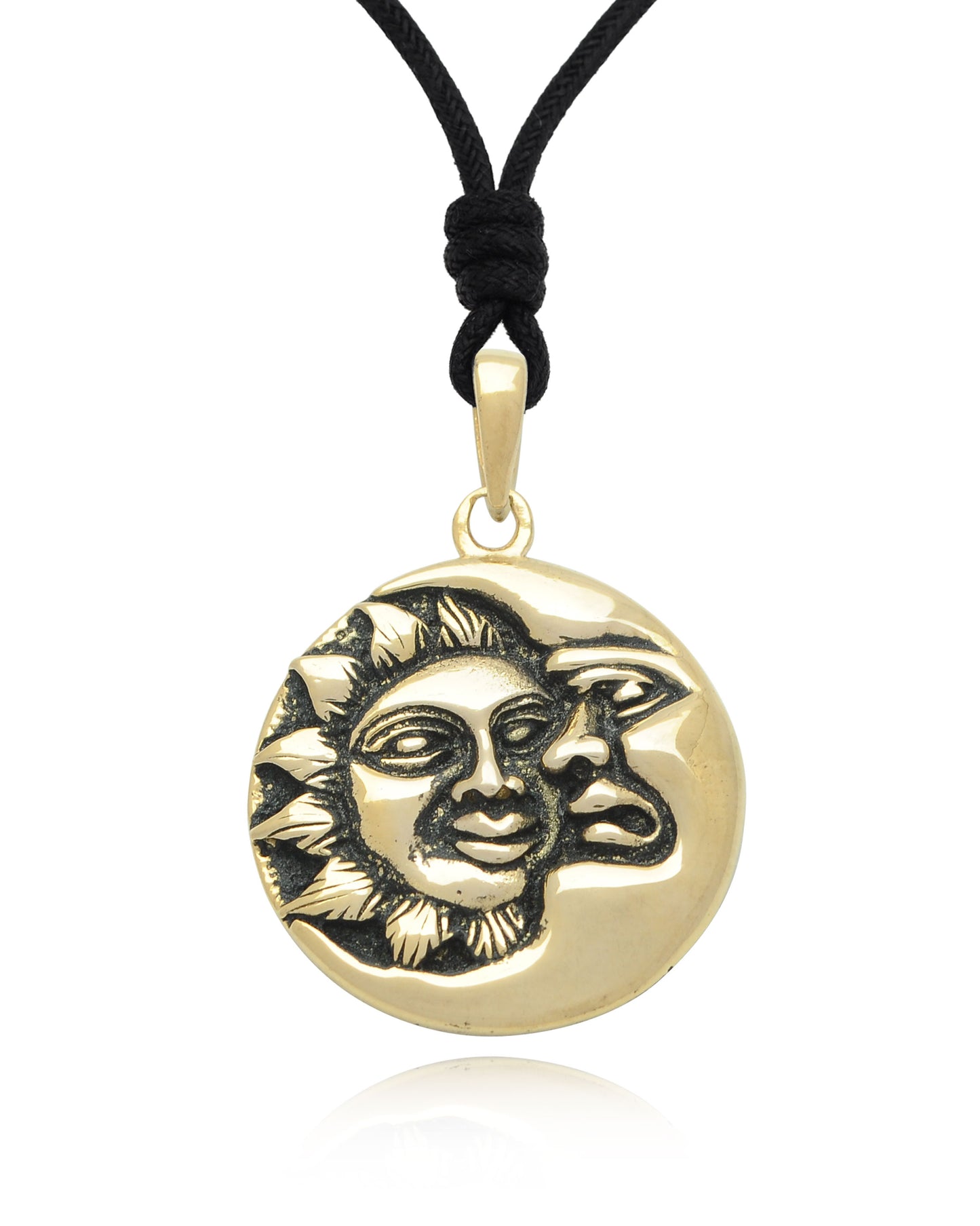 Sun Moon Ying Yang 92.5 Sterling Silver Pewter Brass Charm Necklace Pendant Jewelry