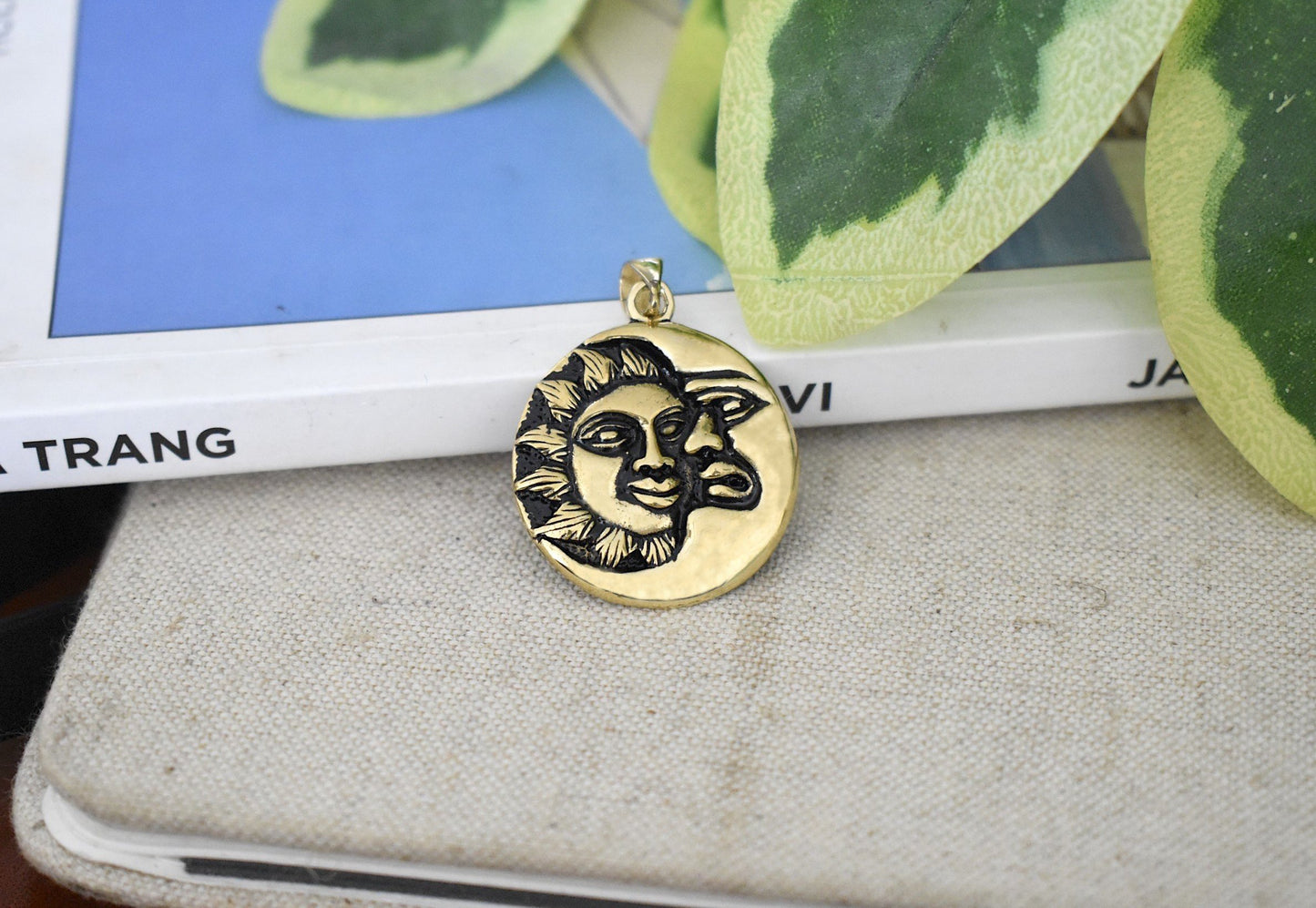 Sun Moon Ying Yang 92.5 Sterling Silver Pewter Brass Charm Necklace Pendant Jewelry