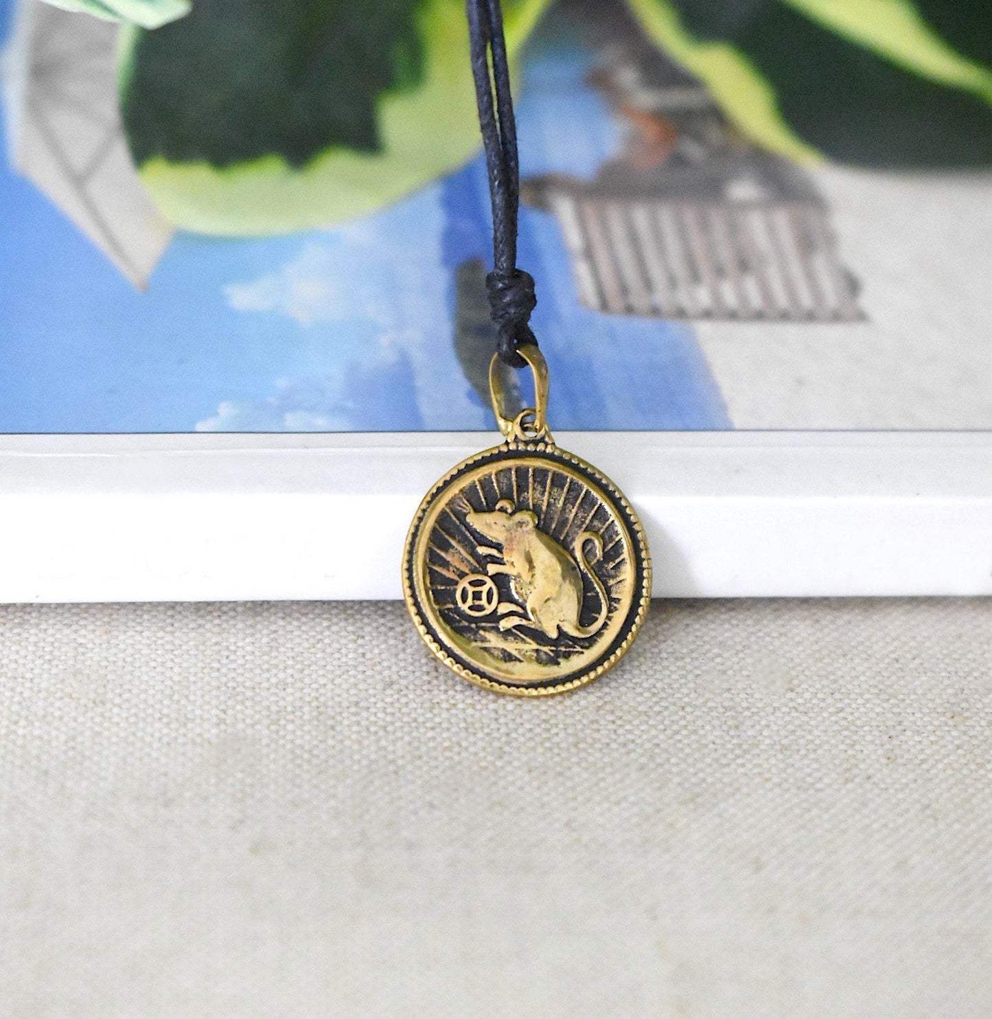 Chinese Year Of Zodiac Gold Brass Charm Necklace Pendant Jelwery