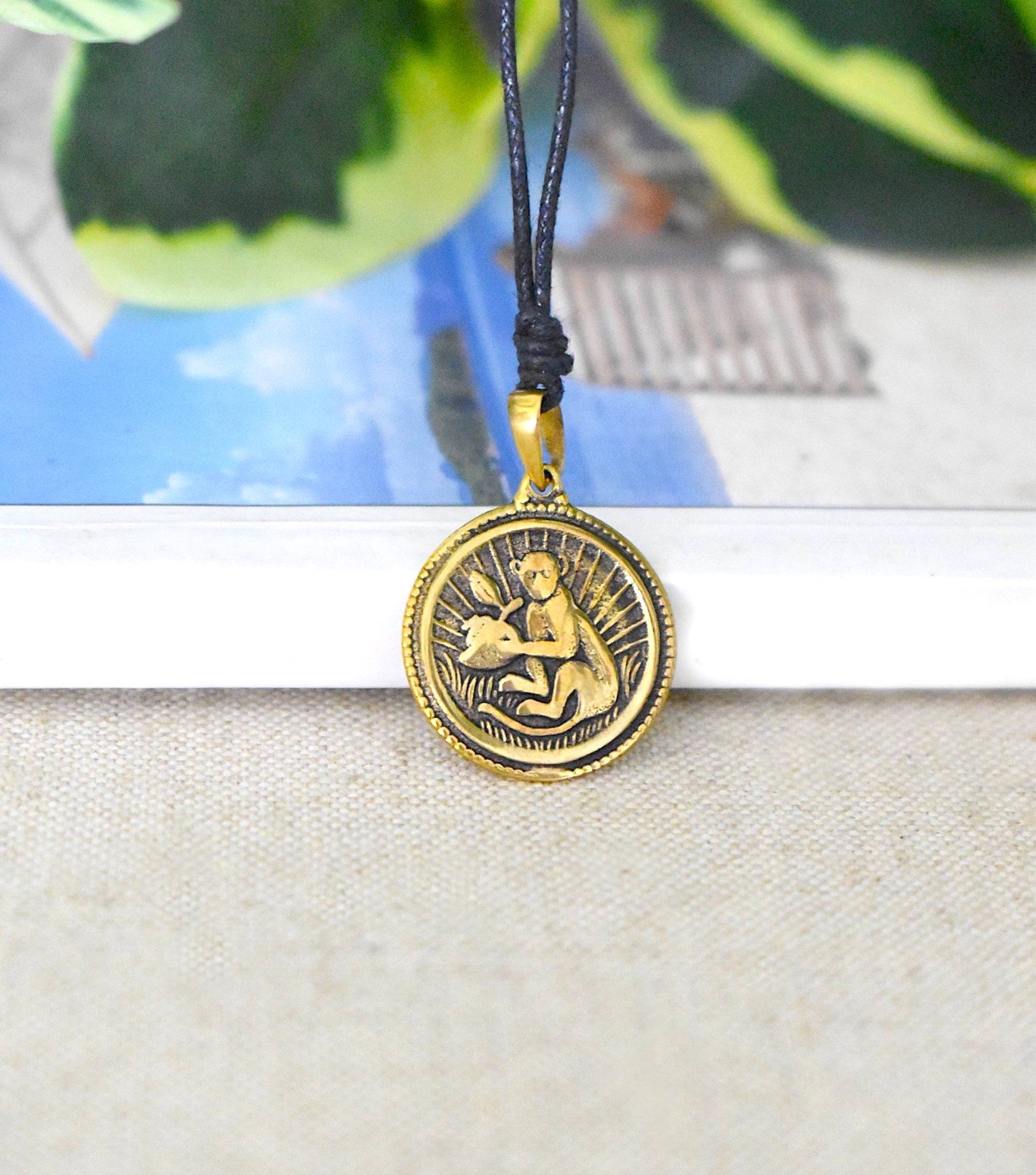 Chinese Year Of Zodiac Gold Brass Charm Necklace Pendant Jelwery