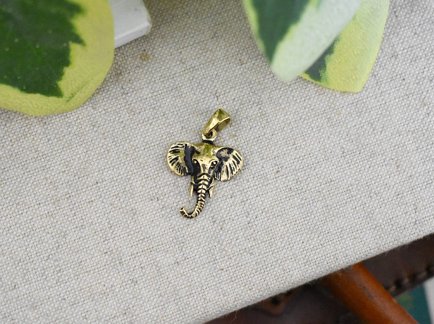 Elephant Face 92.5 Sterling Silver Pewter Gold Brass Charm Necklace Pendant Jewelry