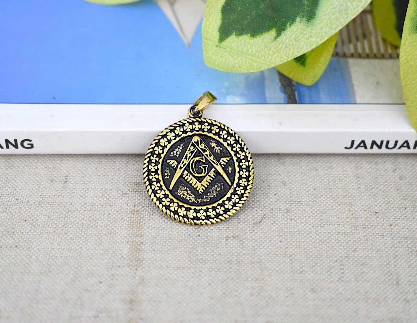 Freemasonry 92.5 Sterling Silver Brass Charm Necklace Pendant Jewelry