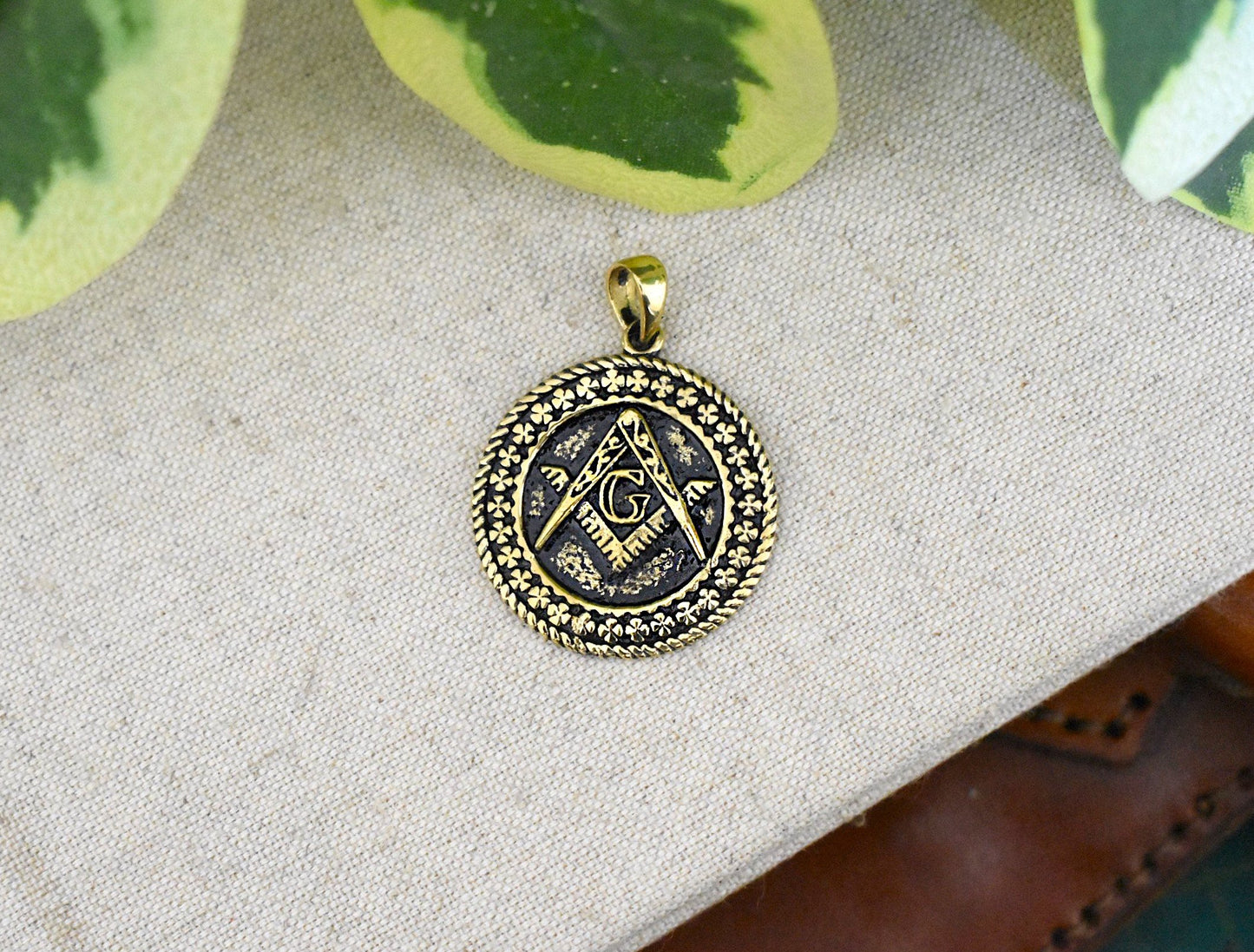 Freemasonry 92.5 Sterling Silver Brass Charm Necklace Pendant Jewelry