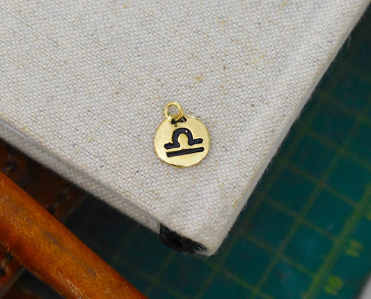 Astrology Gold Brass Charm Necklace Pendant Horoscope Zodiac