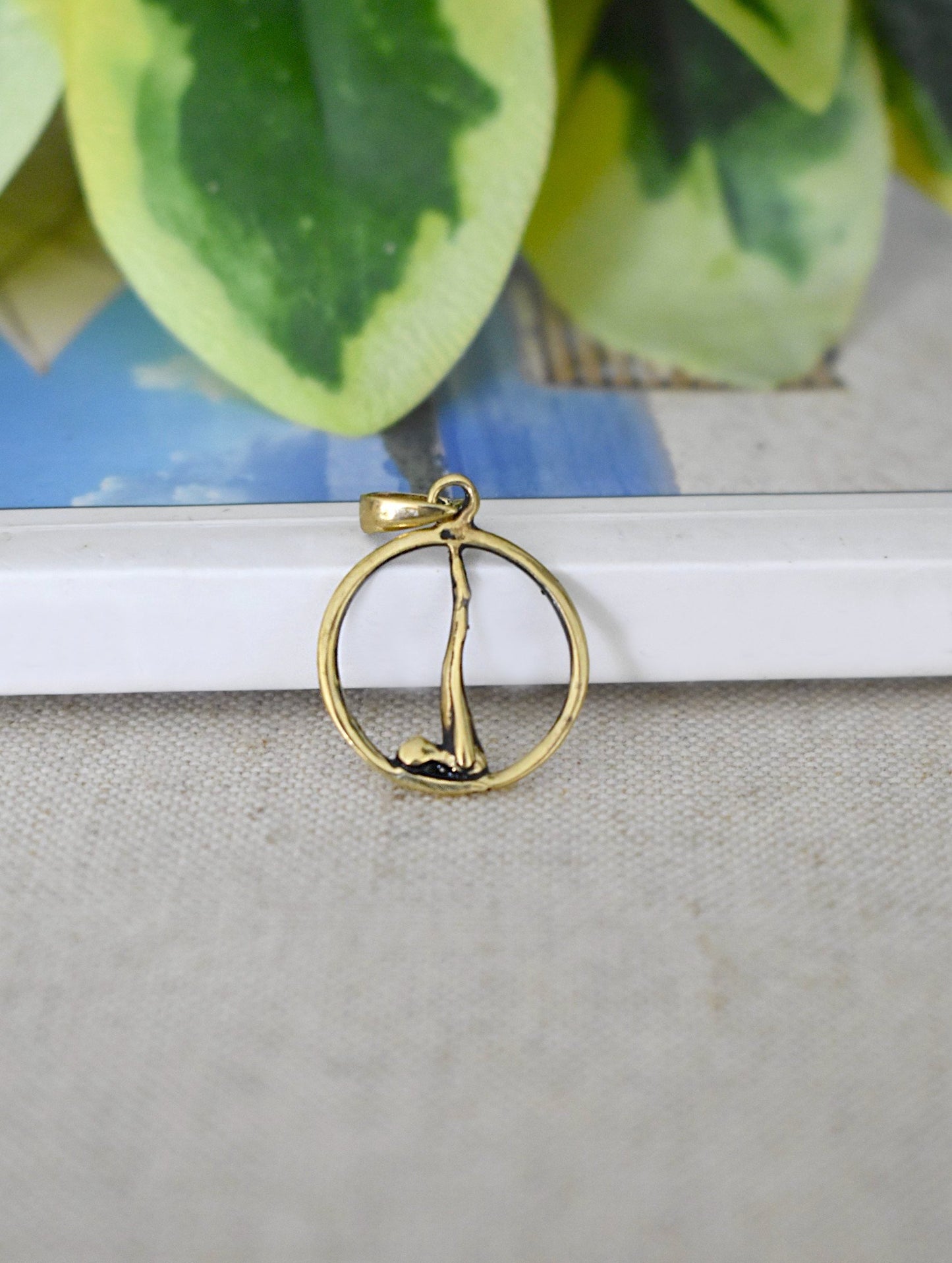 Yoga Pose 92.5 Sterling Silver Gold Brass Charm Necklace Pendant Jewelry