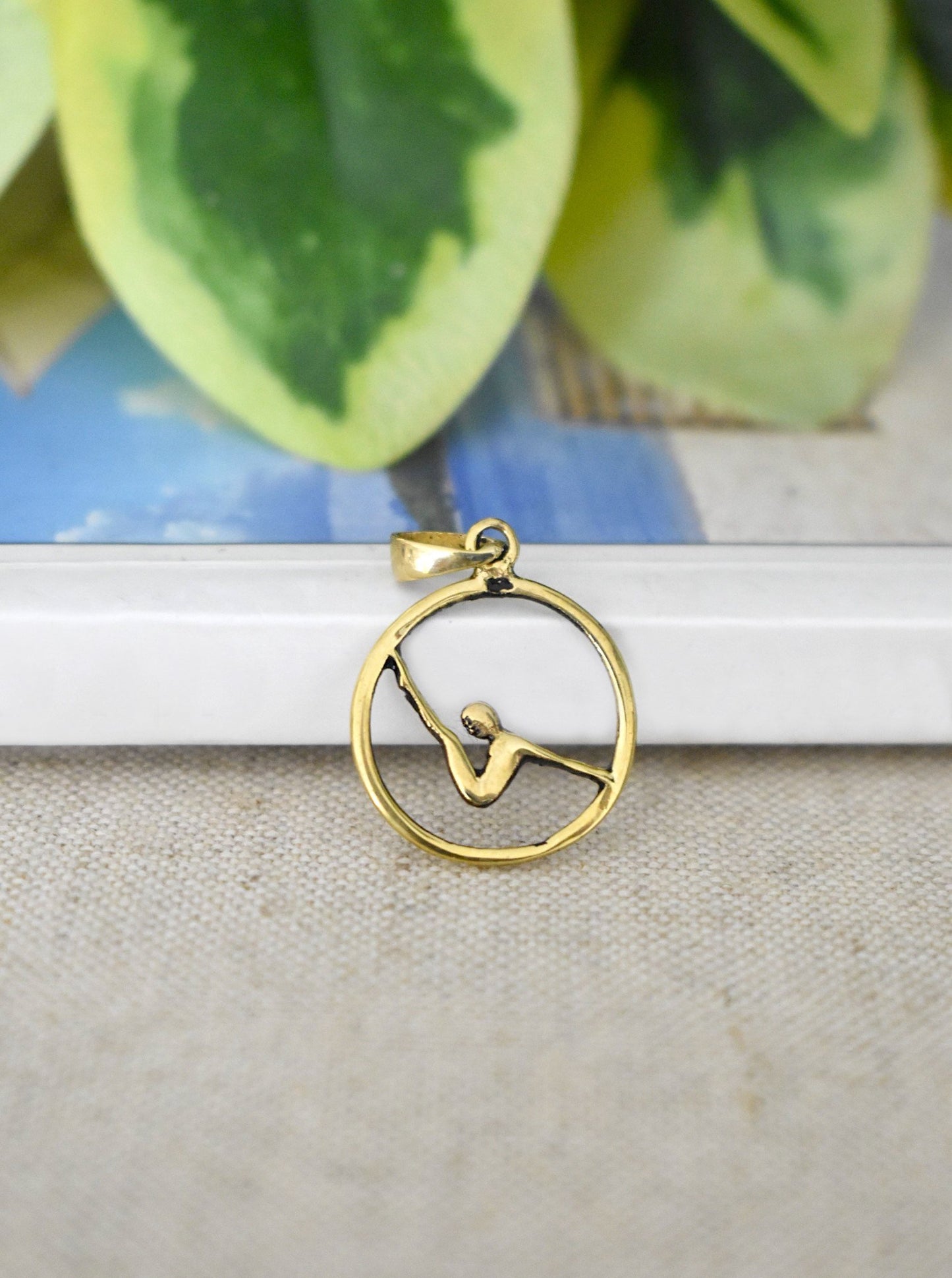 Yoga Pose 92.5 Sterling Silver Gold Brass Charm Necklace Pendant Jewelry