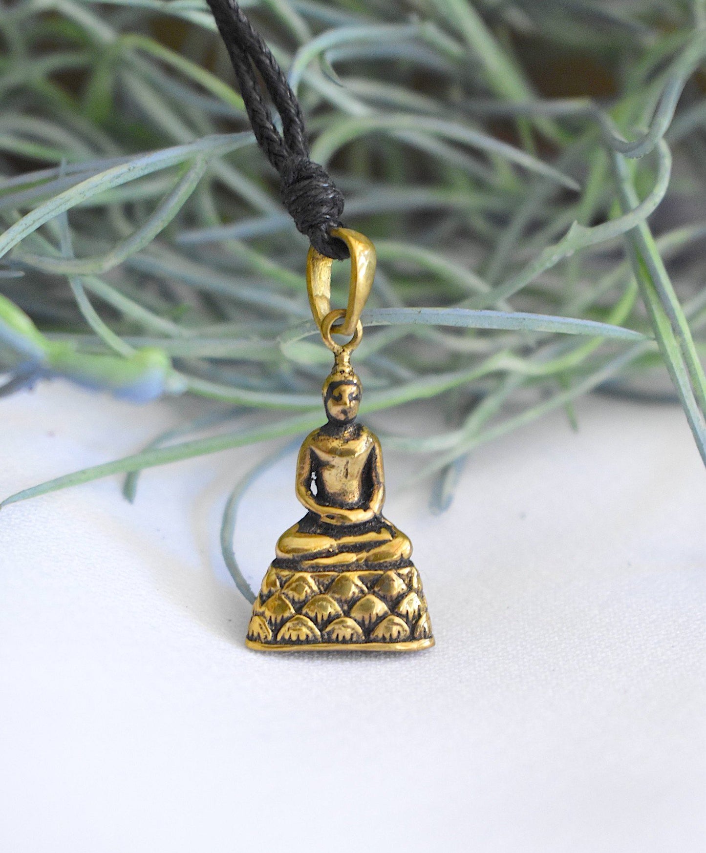 Buddha Meditation 92.5 Sterling Silver Gold Brass Necklace Pendant Jewelry