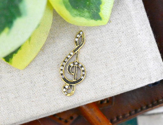 Music Note Handmade Gold Brass Charm Necklace Pendant Jewelry