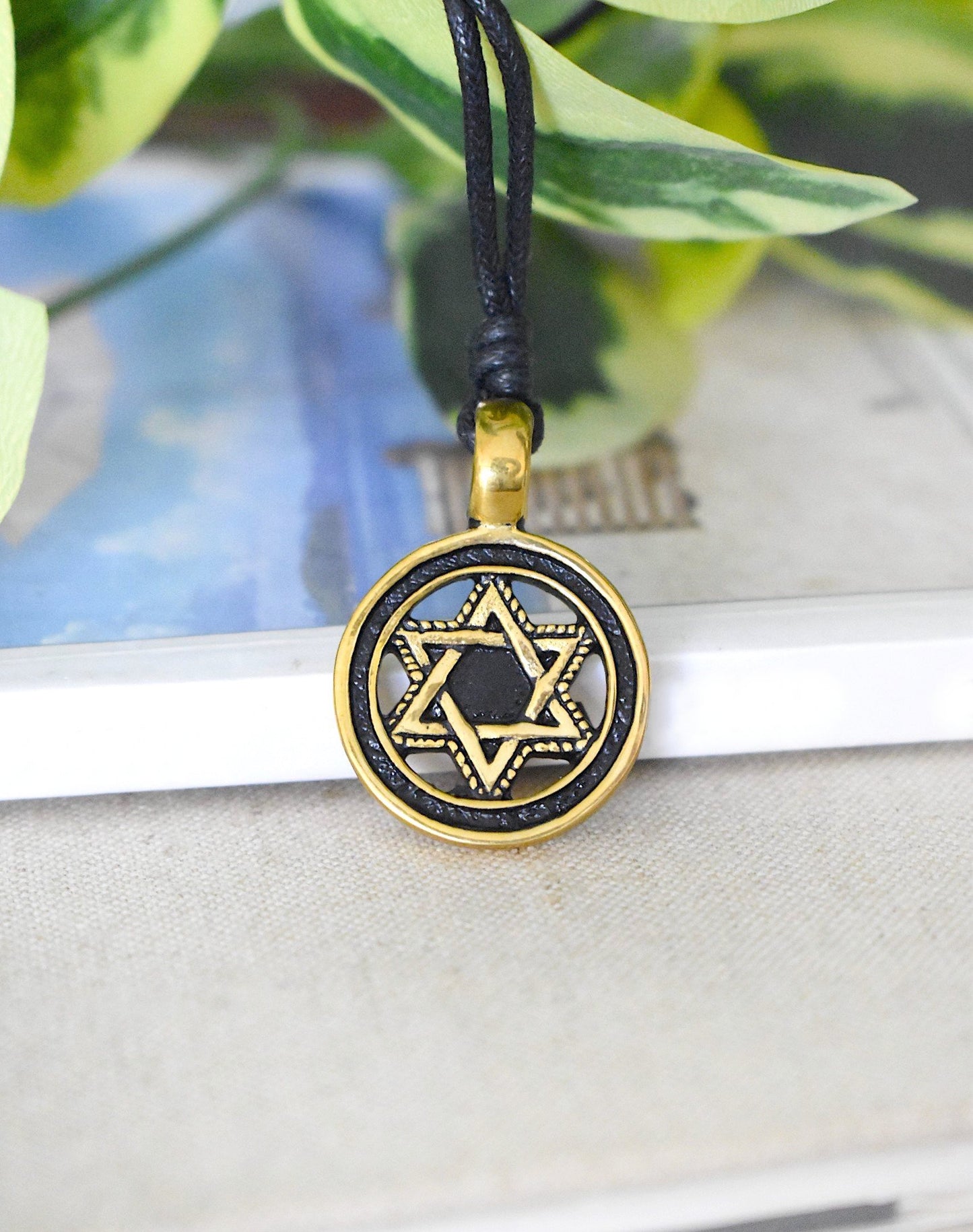 Star Of David Gold Brass Pewter Charm Necklace Pendant Jewelry