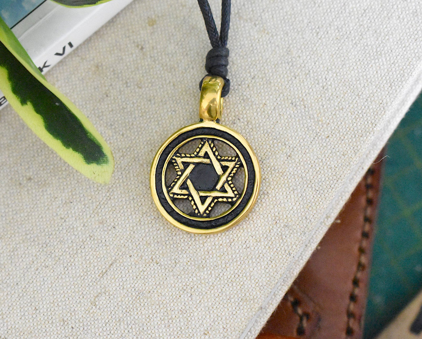 Star Of David Gold Brass Pewter Charm Necklace Pendant Jewelry