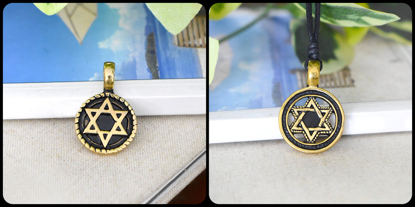 Star Of David Gold Brass Pewter Charm Necklace Pendant Jewelry