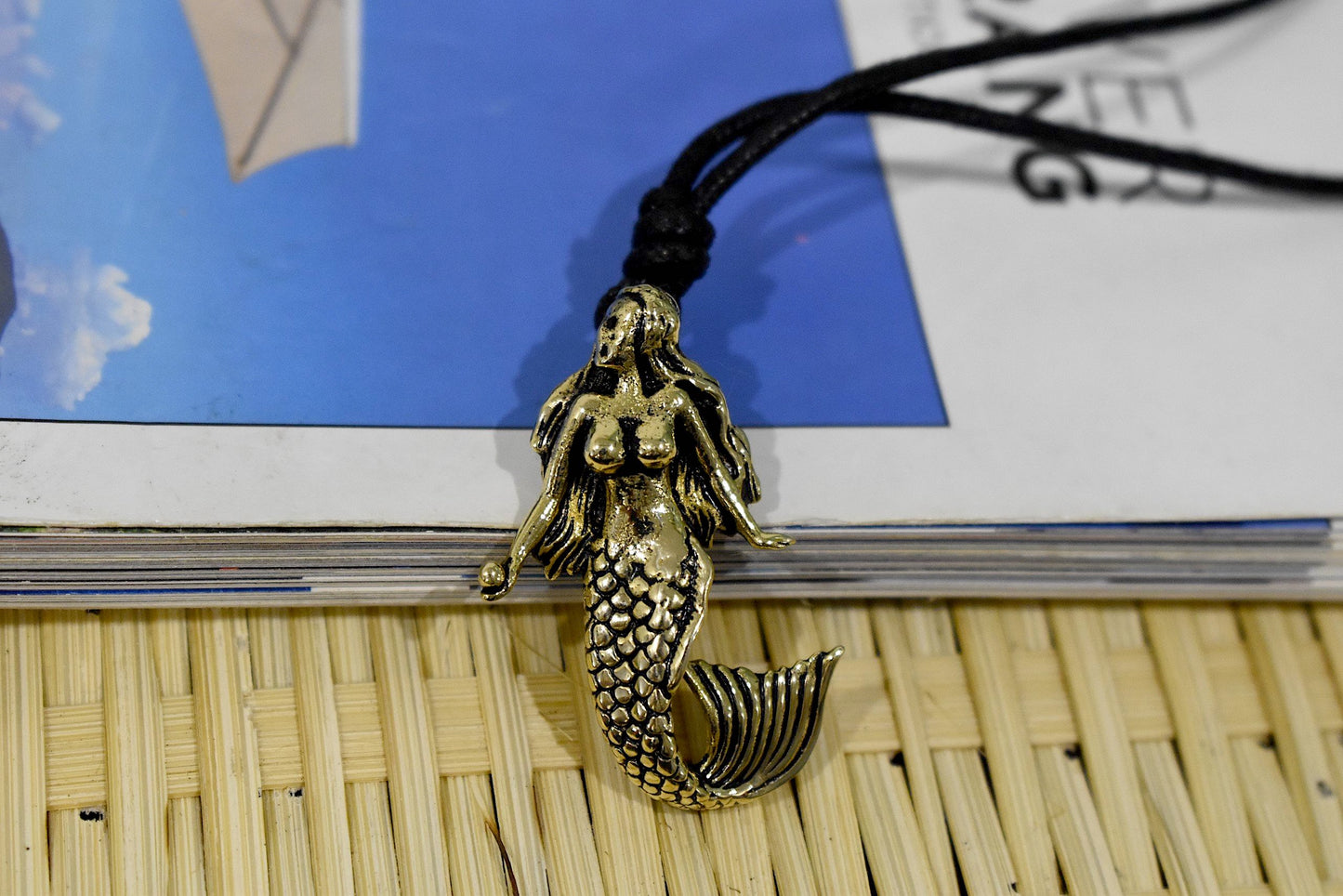 Beautiful Mermaid Sea Life Gold Brass Sterling Silver Charm Necklace Pendant Jewelry