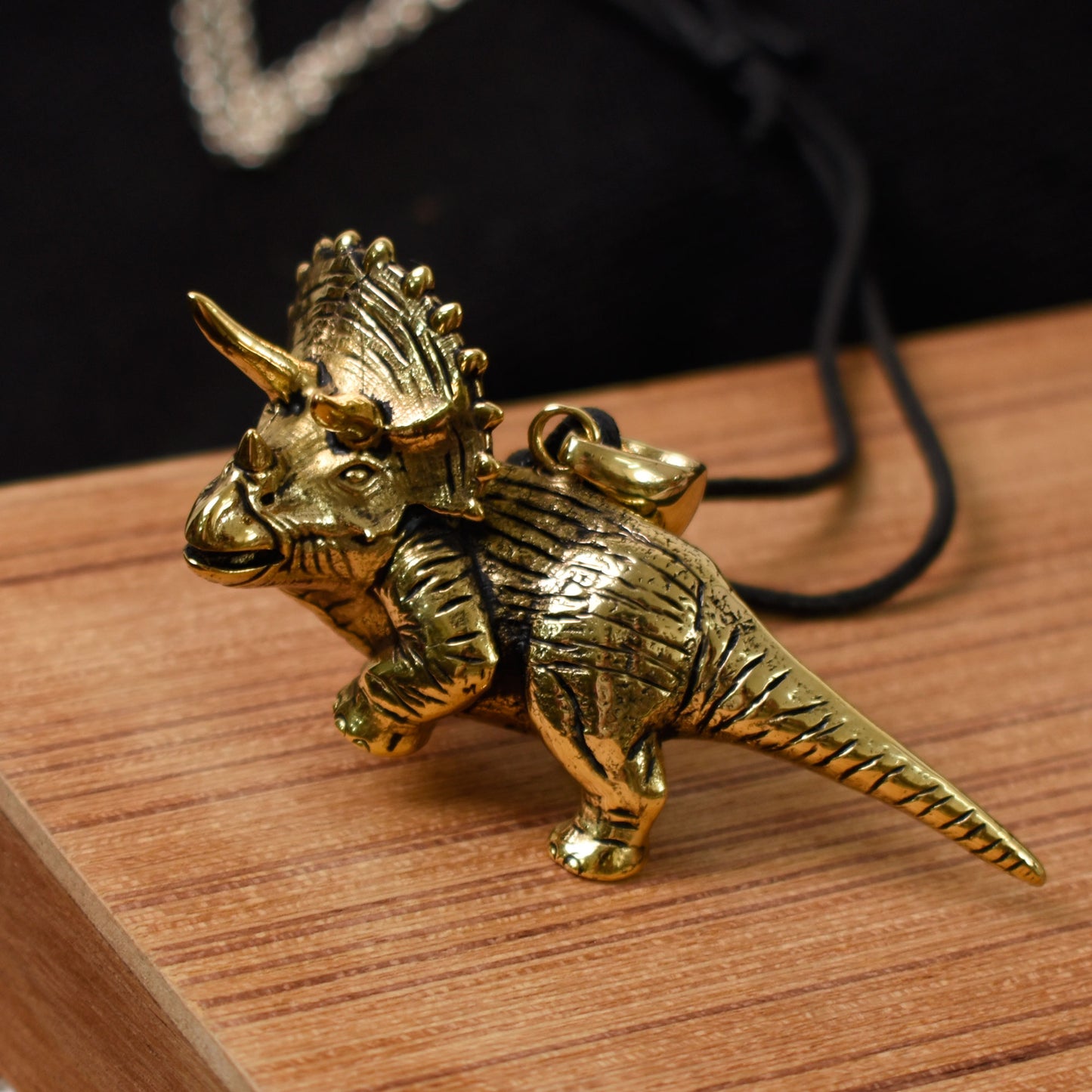 Triceratops Dinosaur 925 Sterling Silver Brass Charm Necklace Pendant Jewelry