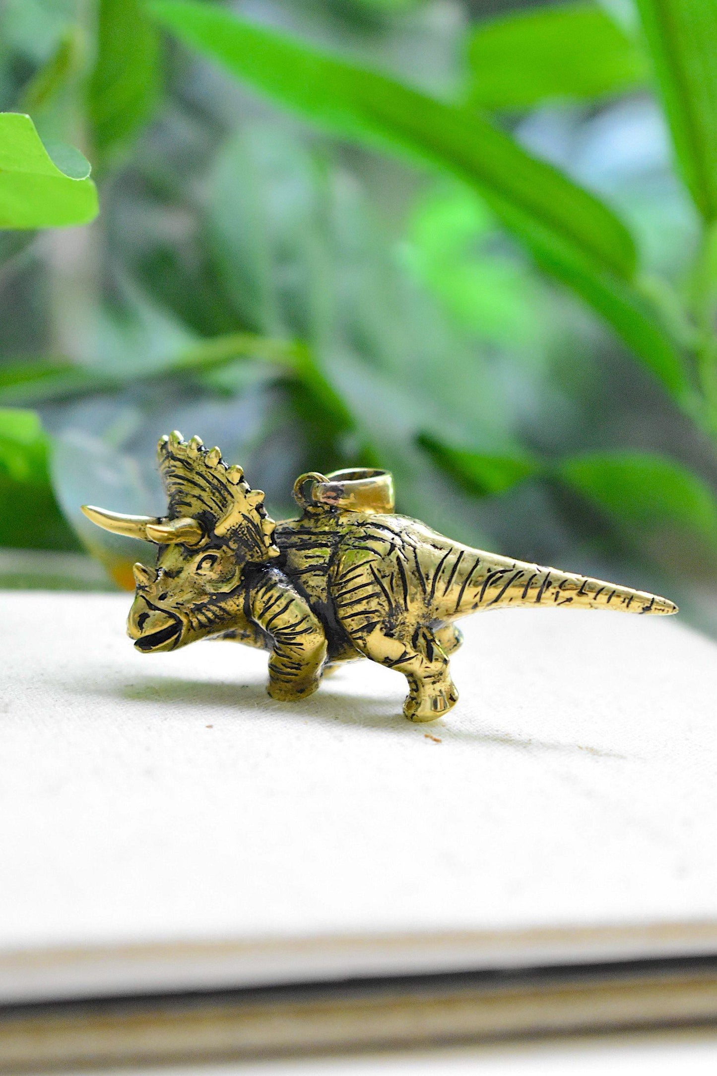 Triceratops Dinosaur 925 Sterling Silver Brass Charm Necklace Pendant Jewelry