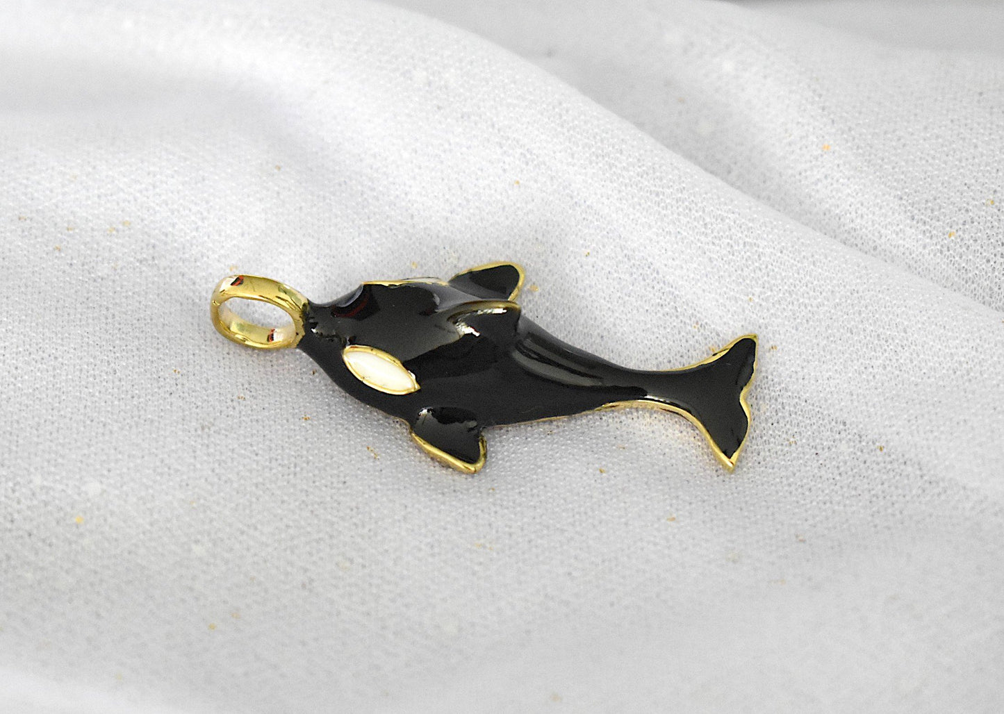 Killer Whale Golden Brass Charm Necklace Pendant Jewelry