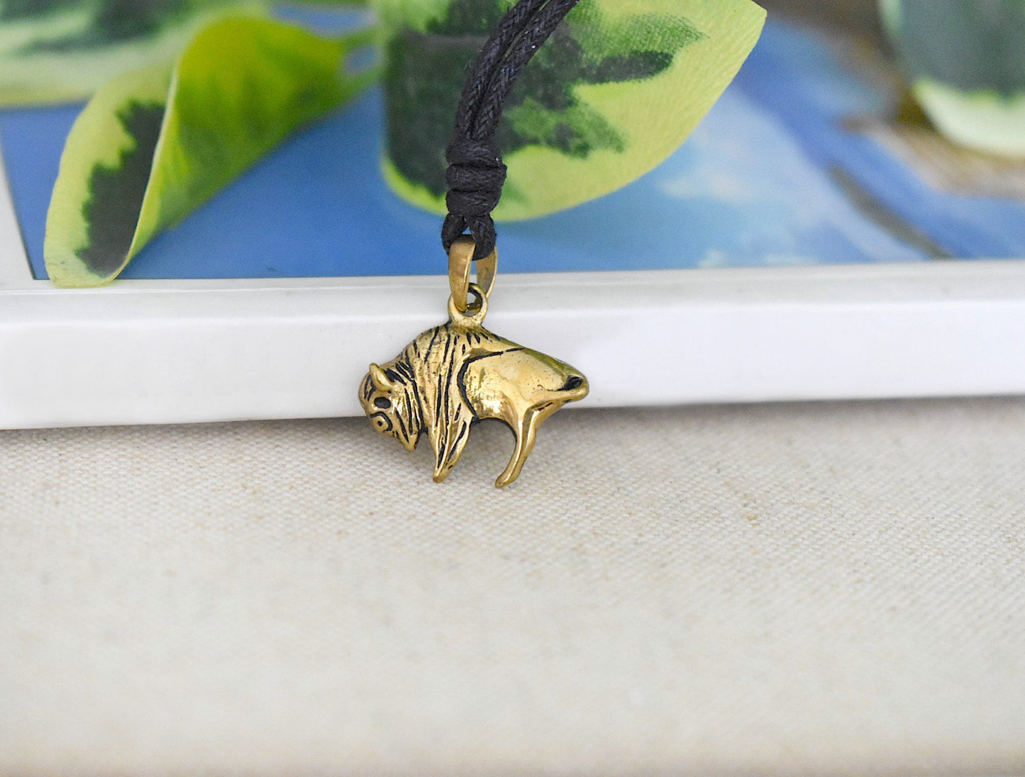 Bison Buffalo Sterling Silver Pewter Gold Brass Charm Necklace Pendant Jewelry