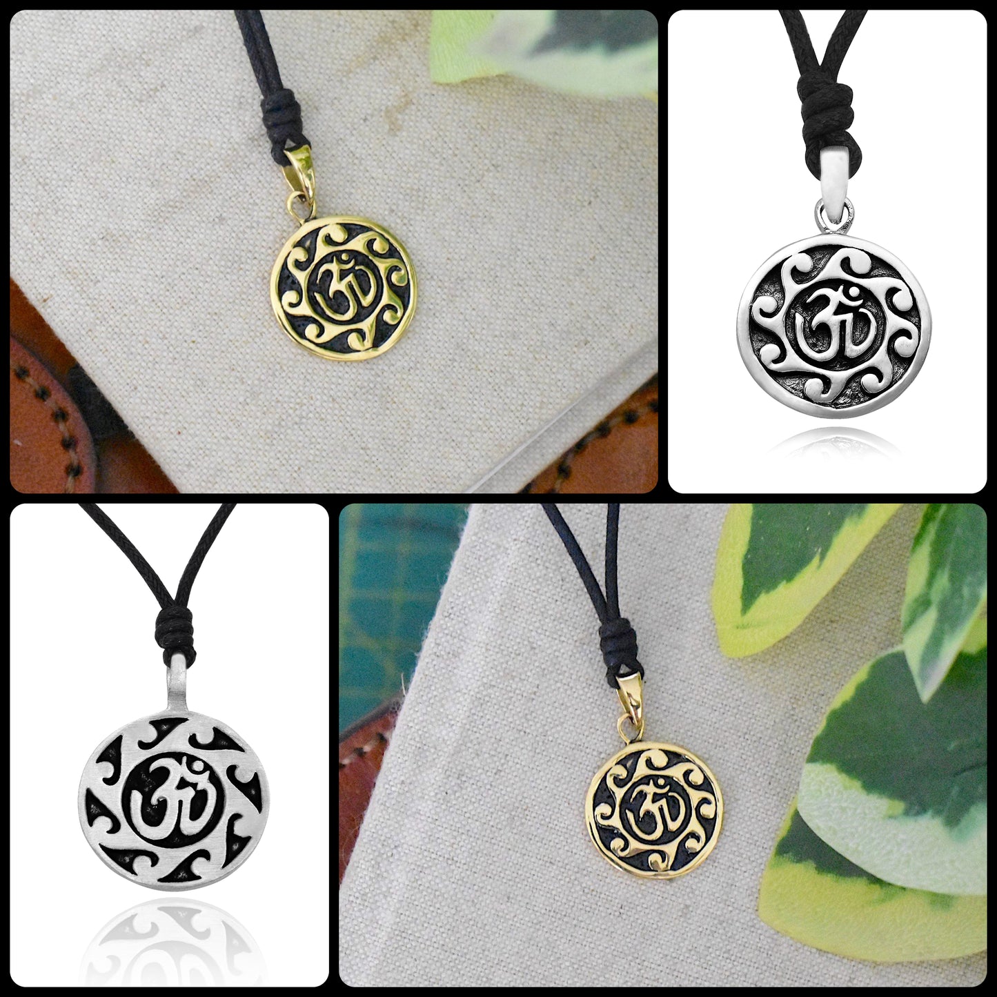 Unique Hindu Symbol Sterling Silver Pewter Brass Charm Necklace Pendant Jewelry