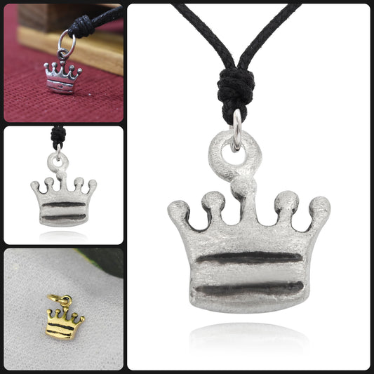 King Crown 92.5 Sterling Silver Pewter Brass Charm Necklace Pendant Jewelry