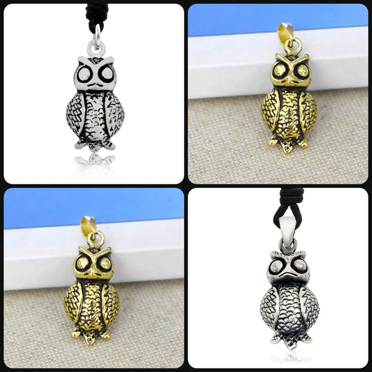 Unique Owl Bird Handmade 92.5 Sterling Silver Brass Pewter Necklace Pendant Jewelry