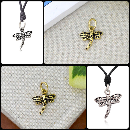 New Lovely Dragonfly Sterling Silver Brass Pewter Charm Necklace Pendant Jewelry