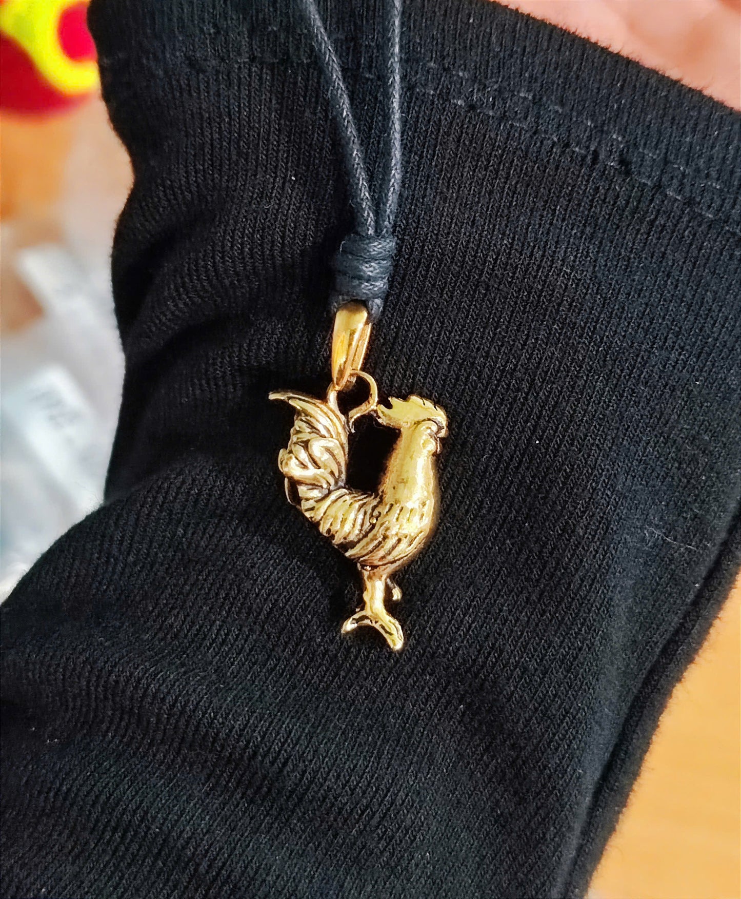 Rooster Gold Brass Charm Necklace Pendant Jewelry