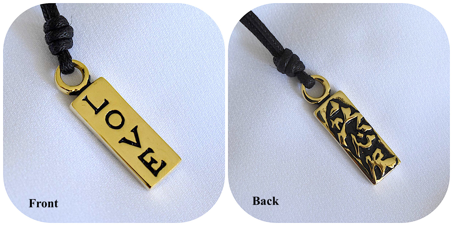 Chinese Word Love Brass Charm Necklace Pendant Jewelry